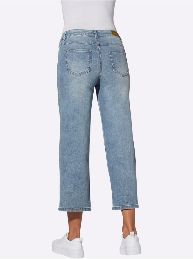 Pantalon Large Qualité Coton - Taille Courte - Witt Bleu Blanc - Kiabi
