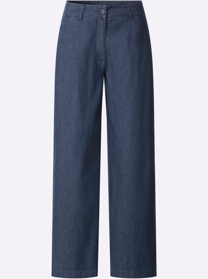 Pantalon Large Qualité Jean Légère Et Estivale - Taille Standard - Moda Vilona Bleu jean - Kiabi