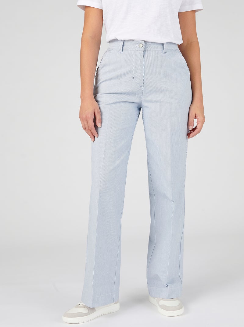 Pantalon large rayé - Damart Bleu - Kiabi