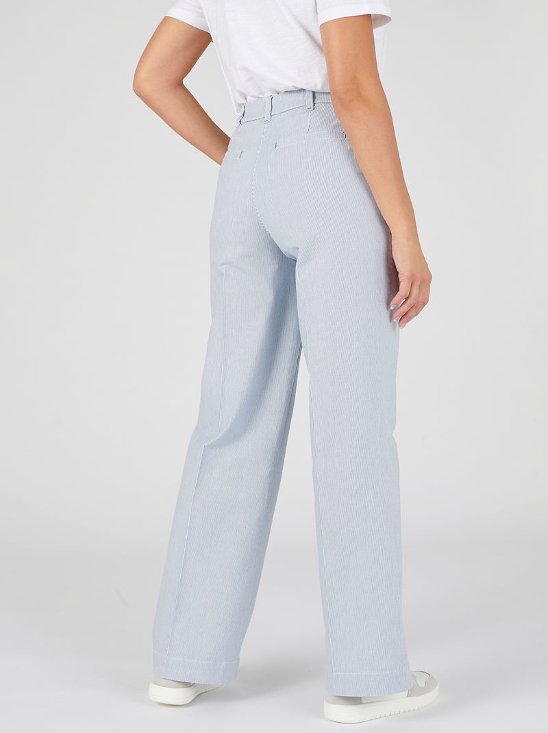 Pantalon large rayé - Damart Bleu - Kiabi