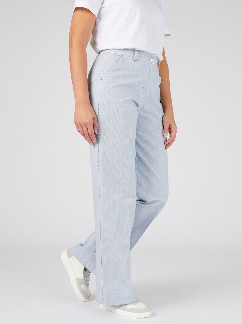 Pantalon large rayé - Damart Bleu - Kiabi