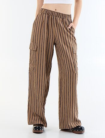 Pantalon large rayé à poches rabats