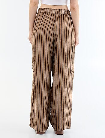 Pantalon large rayé à poches rabats