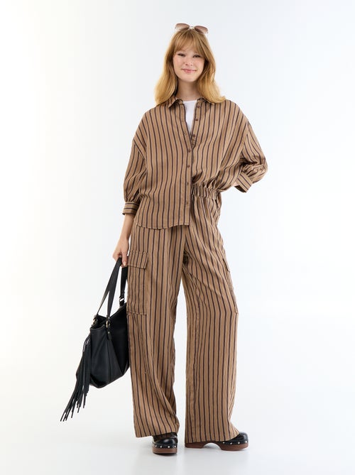 Pantalon large rayé à poches rabats - Kiabi Pantalon large rayé à poches rabats - Kiabi