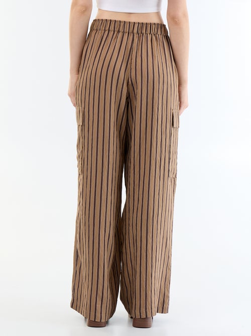 Pantalon large rayé à poches rabats - Kiabi Pantalon large rayé à poches rabats - Kiabi