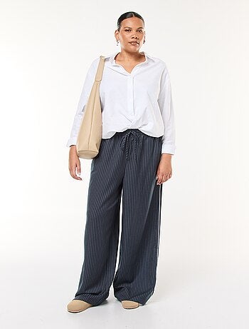Pantalon large rayé avec taille élastiquée