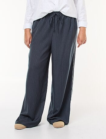 Pantalon large rayé avec taille élastiquée
