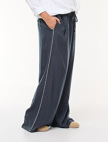 Pantalon large rayé avec taille élastiquée