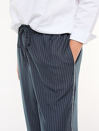 Pantalon large rayé avec taille élastiquée