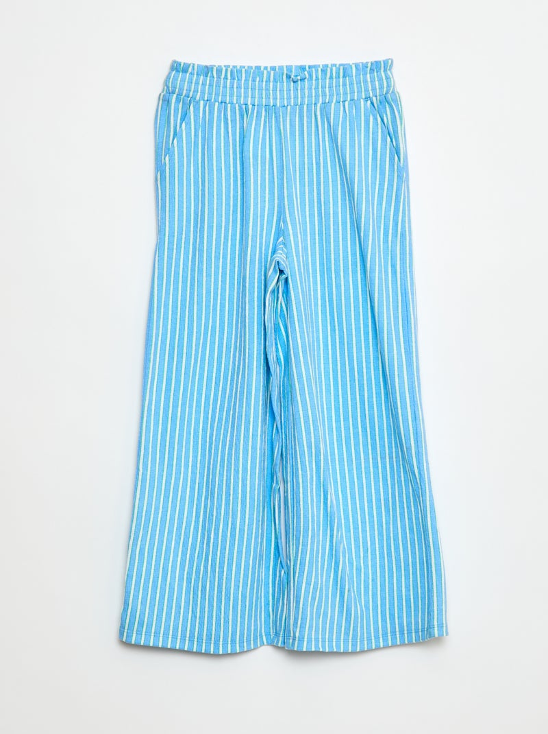 Pantalon large rayé Bleu - Kiabi