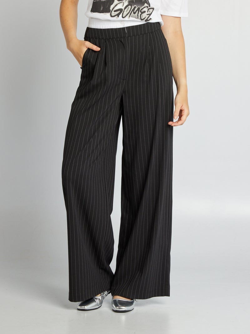 Pantalon large rayé effet sous-vêtements Noir - Kiabi