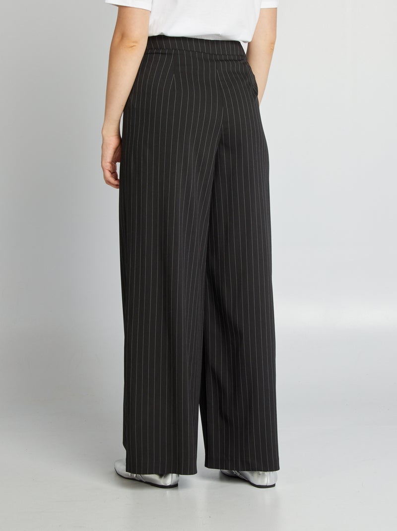 Pantalon large rayé effet sous-vêtements Noir - Kiabi