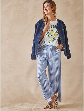 Pantalon large rayé élastiqué - DAXON