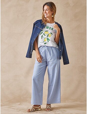 Pantalon large rayé élastiqué - DAXON