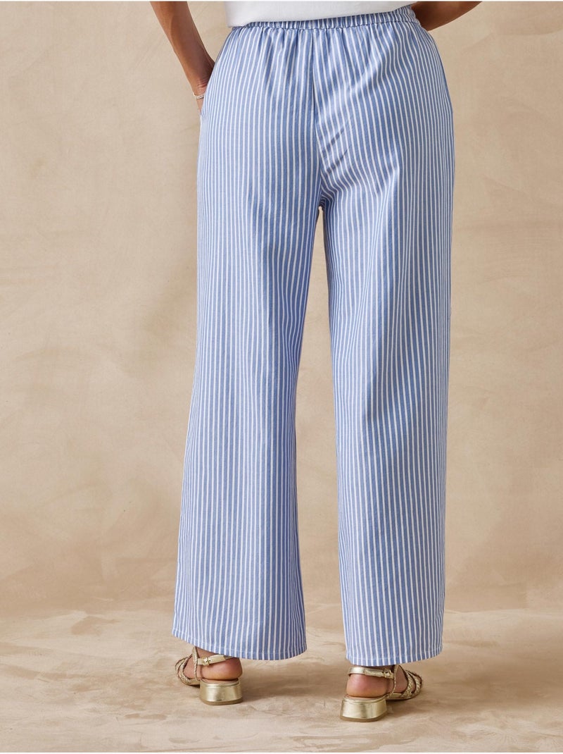 Pantalon large rayé élastiqué - DAXON Blanc Bleu - Kiabi
