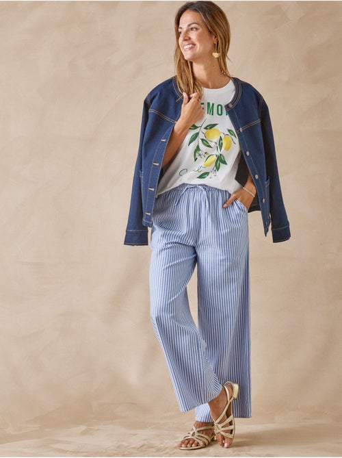 Pantalon large rayé élastiqué - DAXON - Kiabi