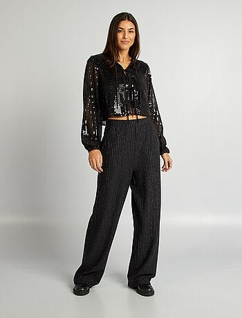 Pantalon large rayé en lurex