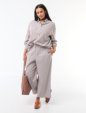 Pantalon large rayé en popeline