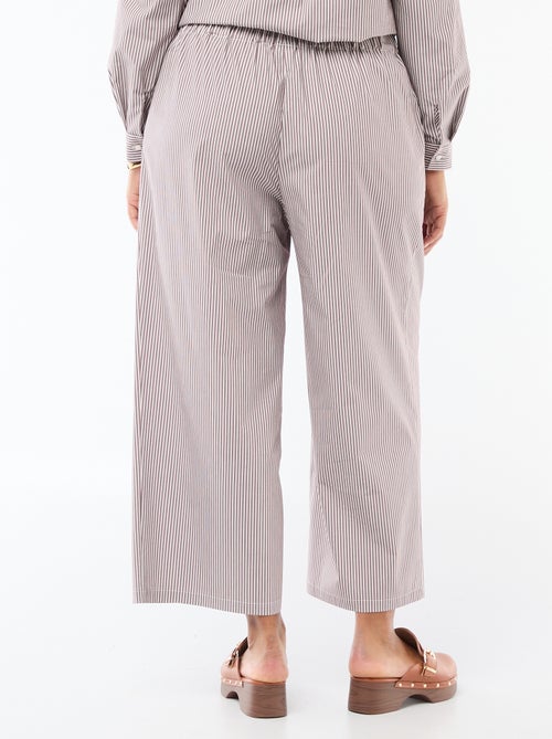 Pantalon large rayé en popeline - Kiabi