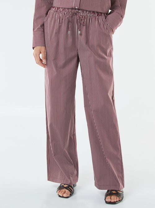 Pantalon large rayé en popeline - Kiabi