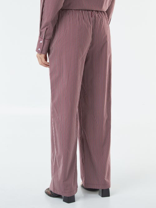 Pantalon large rayé en popeline - Kiabi