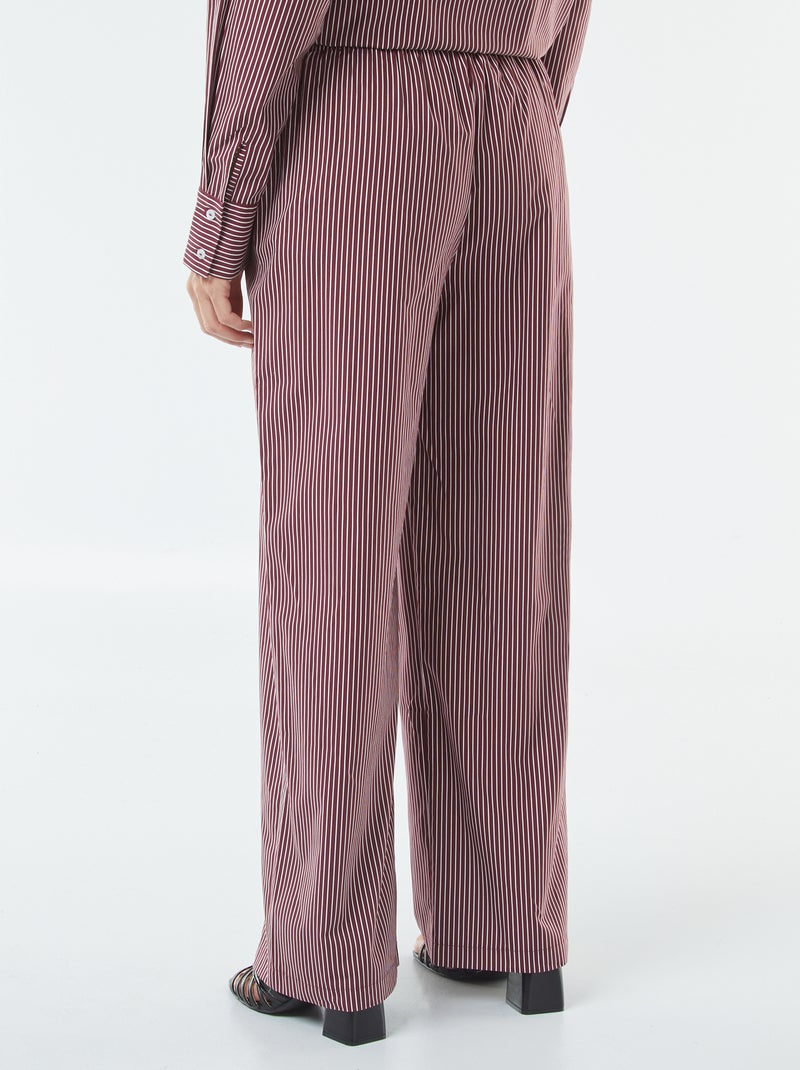 Pantalon large rayé en popeline Rouge - Kiabi
