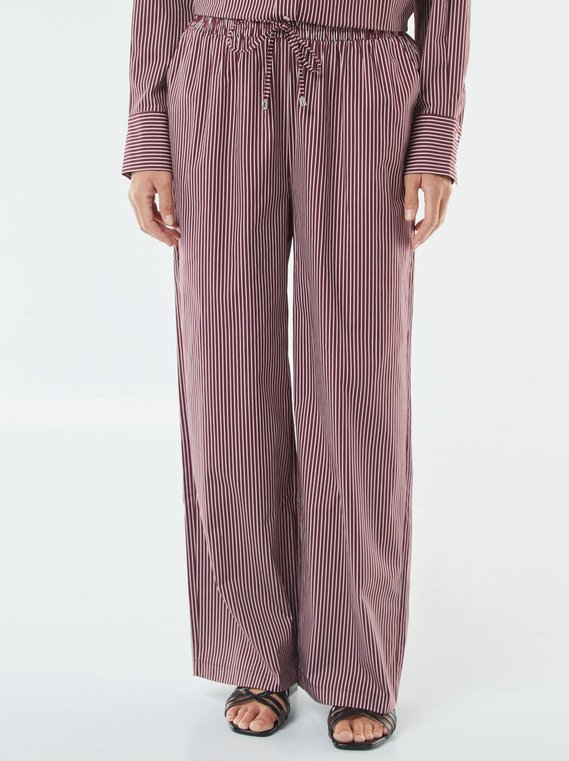 Pantalon large rayé en popeline Rouge - Kiabi