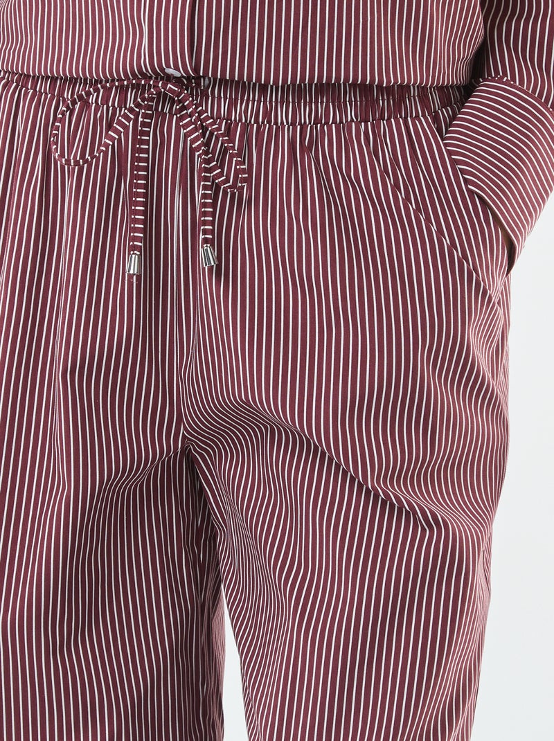 Pantalon large rayé en popeline Rouge - Kiabi