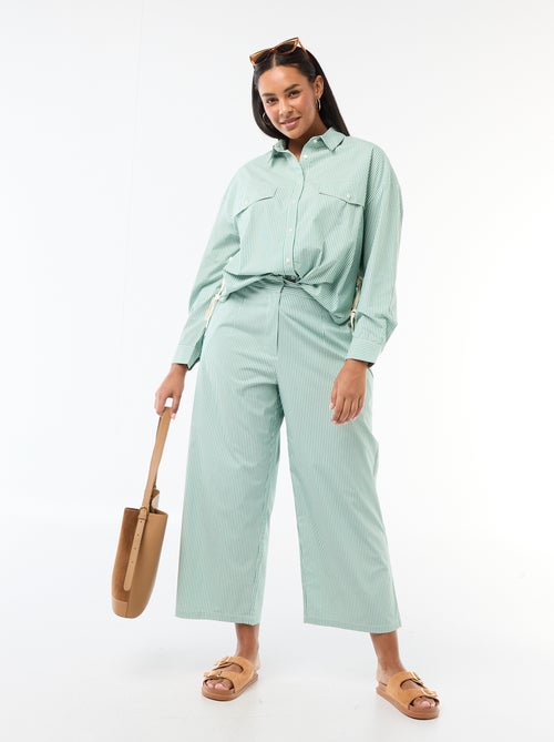 Pantalon large rayé en popeline - Kiabi