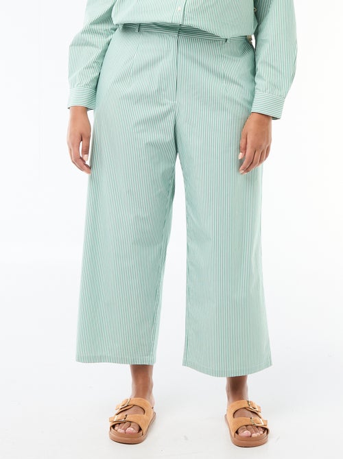 Pantalon large rayé en popeline - Kiabi