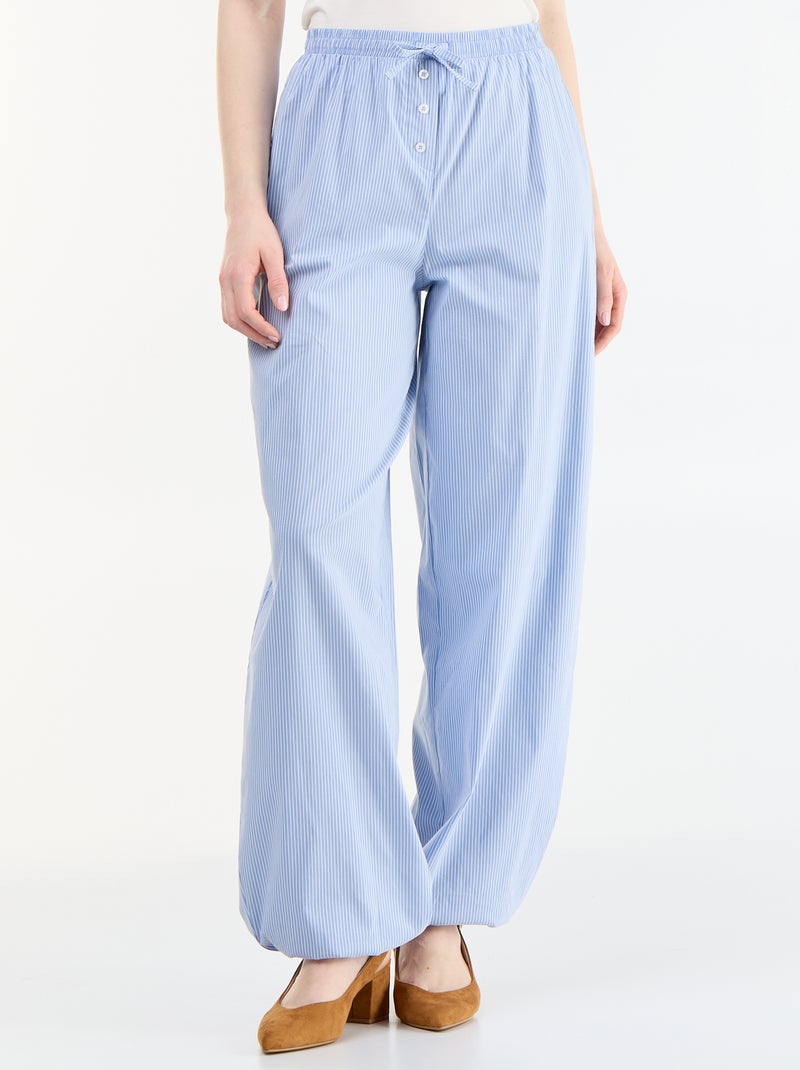 Pantalon large rayé forme balloon Bleu - Kiabi