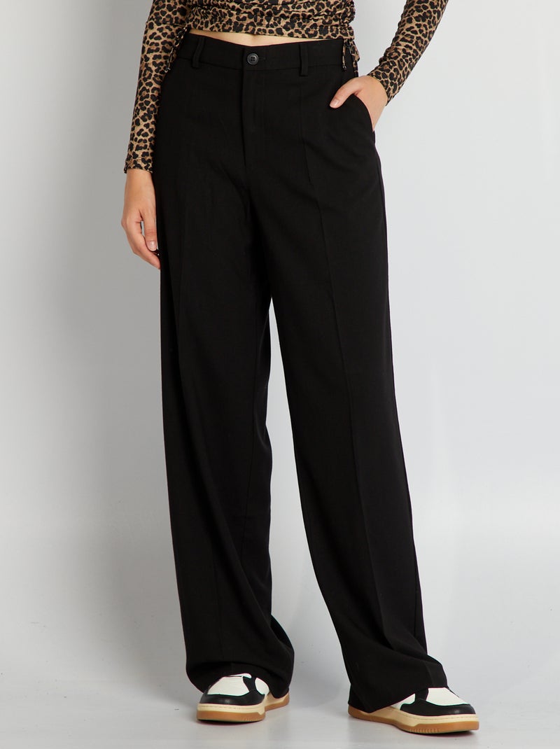 Pantalon large rayé noir - Kiabi