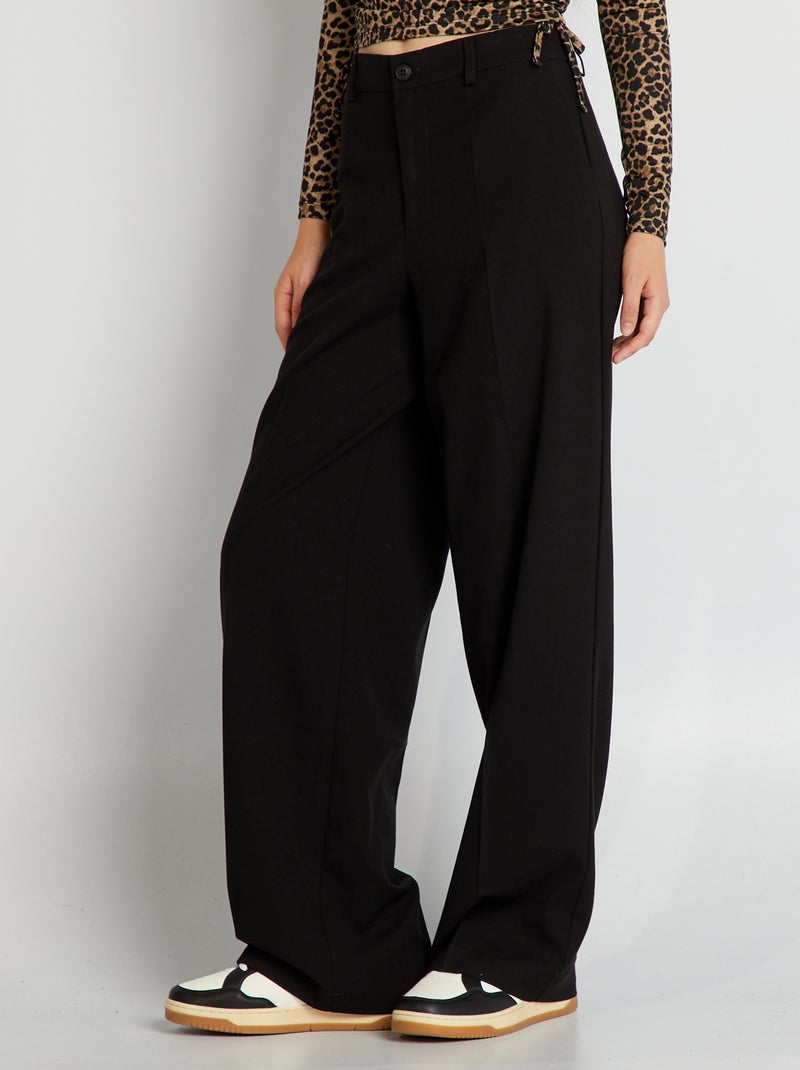 Pantalon large rayé noir - Kiabi