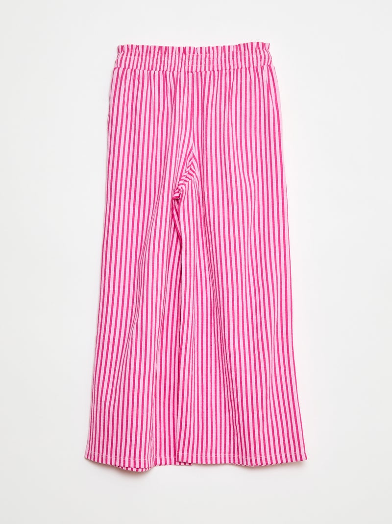 Pantalon large rayé Rose - Kiabi