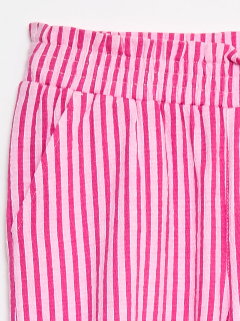 Pantalon large rayé Rose - Kiabi