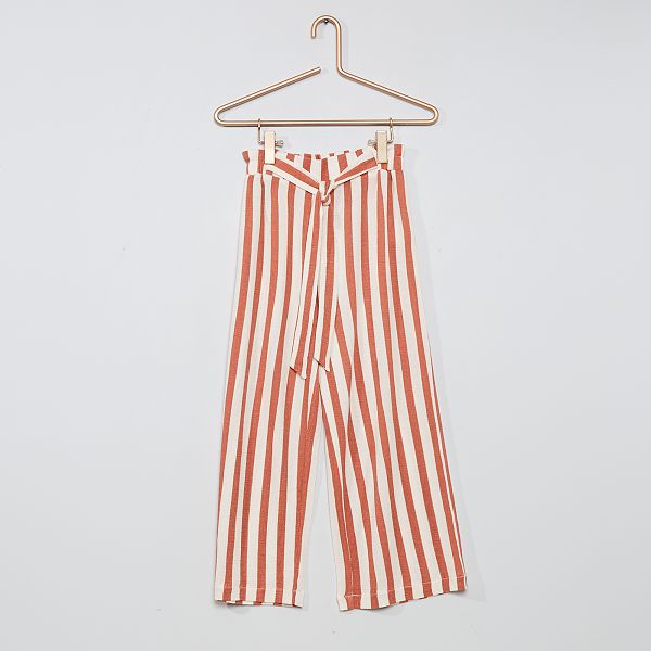 Pantalon Large Fille 3 12 Ans Rose Rayure Kiabi 8 00