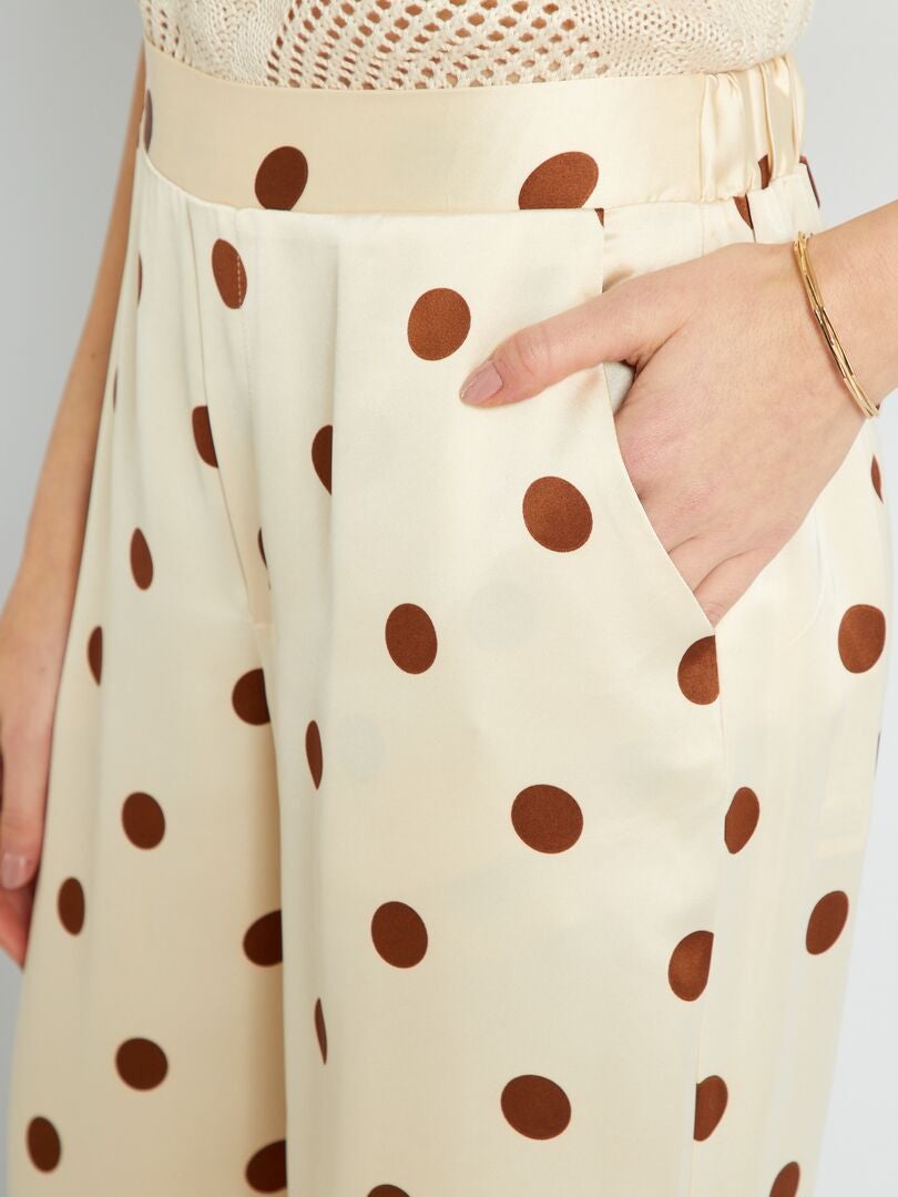 Pantalon large satiné - 2 poches Blanc cassé - Kiabi
