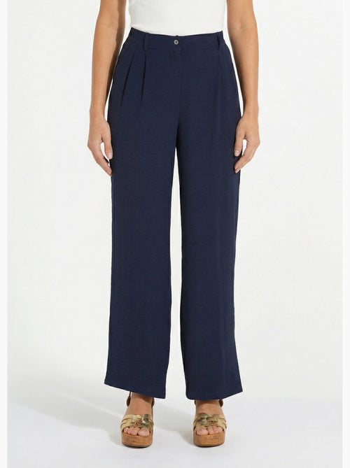 Pantalon large semi élastiqué à pinces - Afibel - Kiabi