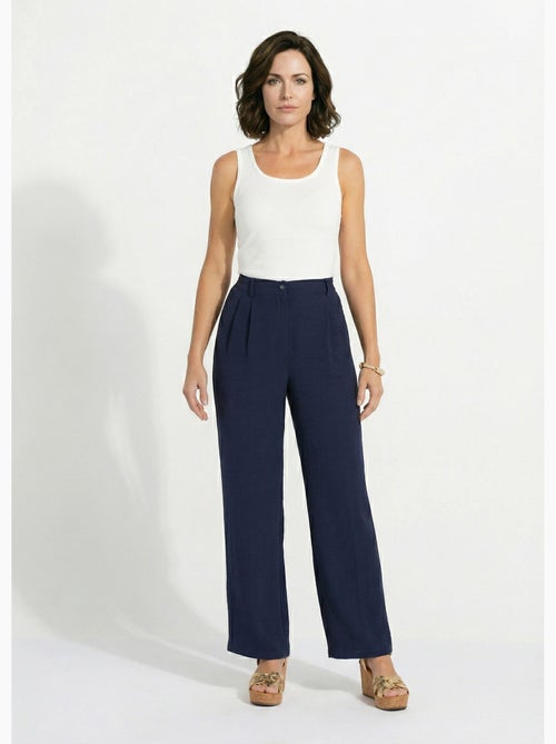 Pantalon large semi élastiqué à pinces - Afibel - Kiabi