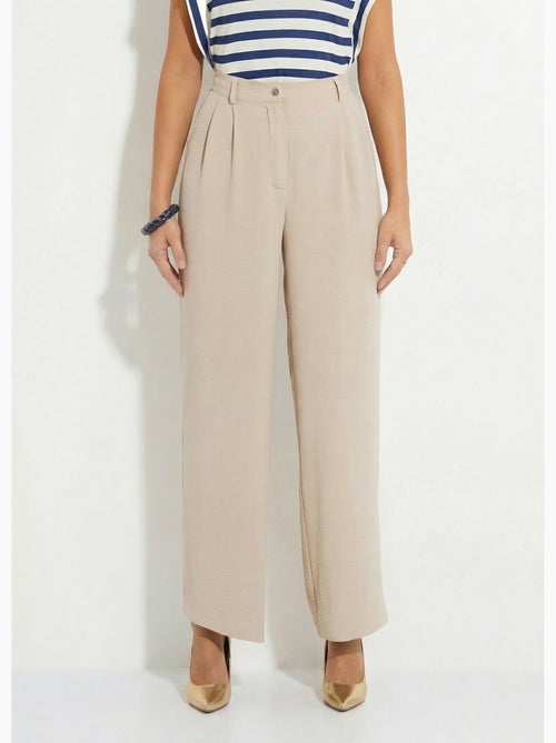Pantalon large semi élastiqué à pinces - Afibel - Kiabi