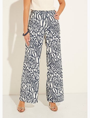 Pantalon large semi élastiqué motif graphique - Afibel
