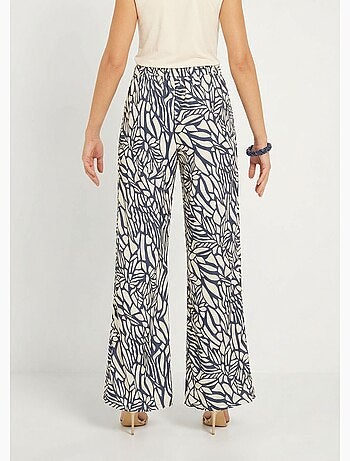 Pantalon large semi élastiqué motif graphique - Afibel