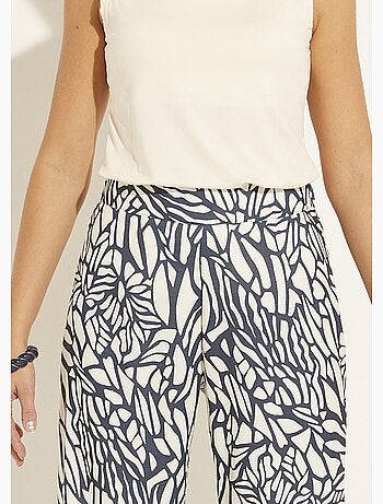 Pantalon large semi élastiqué motif graphique - Afibel