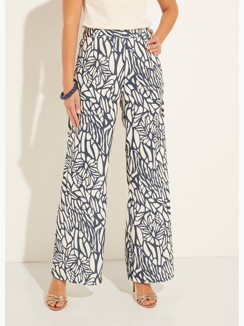 Pantalon large semi élastiqué motif graphique - Afibel - Kiabi