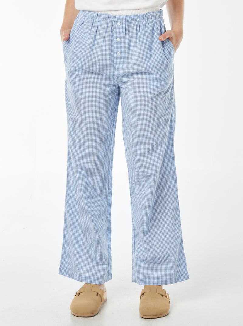 Pantalon large style pyjama Bleu/blanc - Kiabi