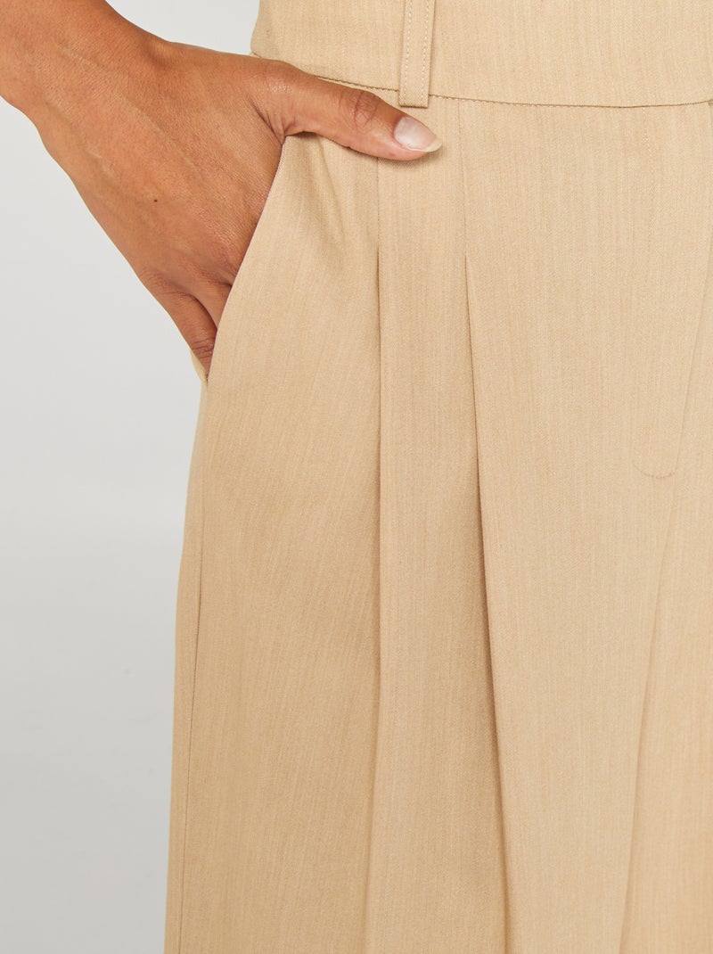 Pantalon large style tailleur Beige - Kiabi