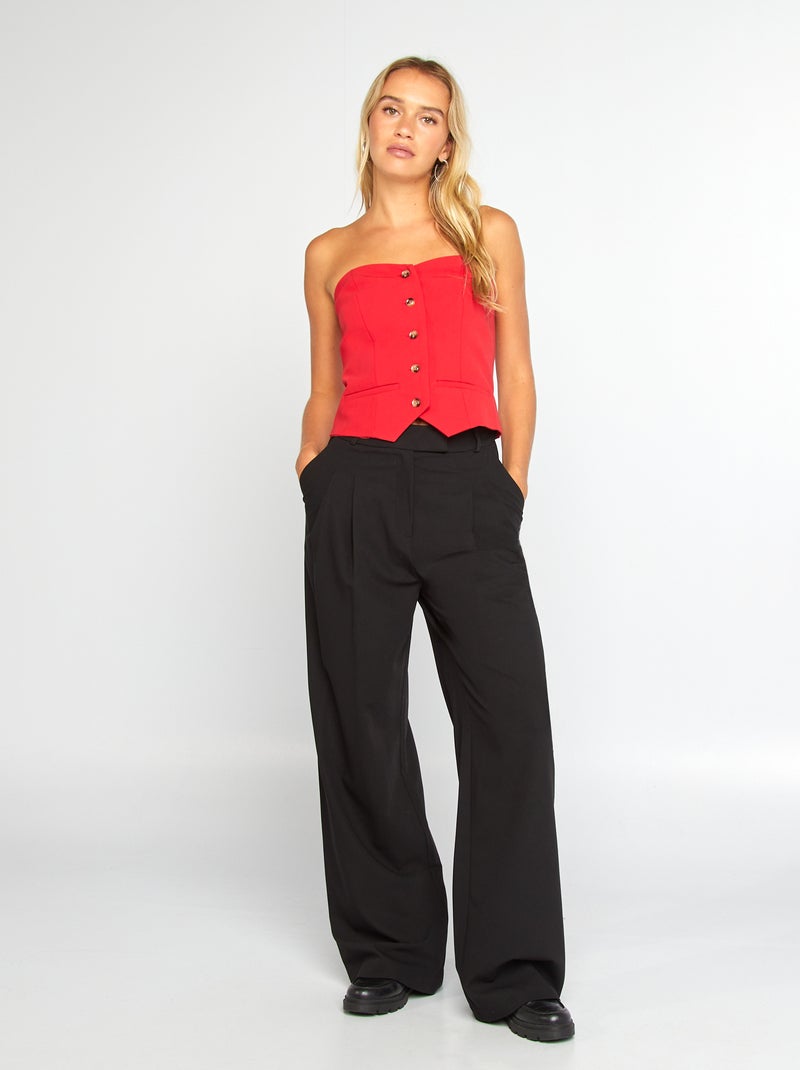 Pantalon large style tailleur noir - Kiabi