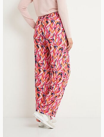 Pantalon large taille élastiquée feuillage - Afibel