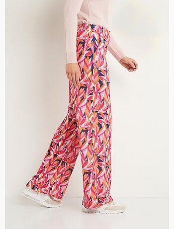 Pantalon large taille élastiquée feuillage - Afibel
