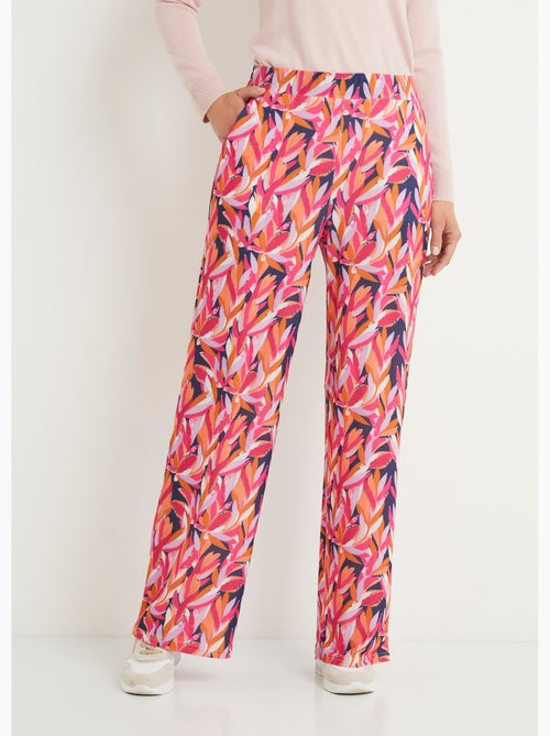 Pantalon large taille élastiquée feuillage - Afibel - Kiabi